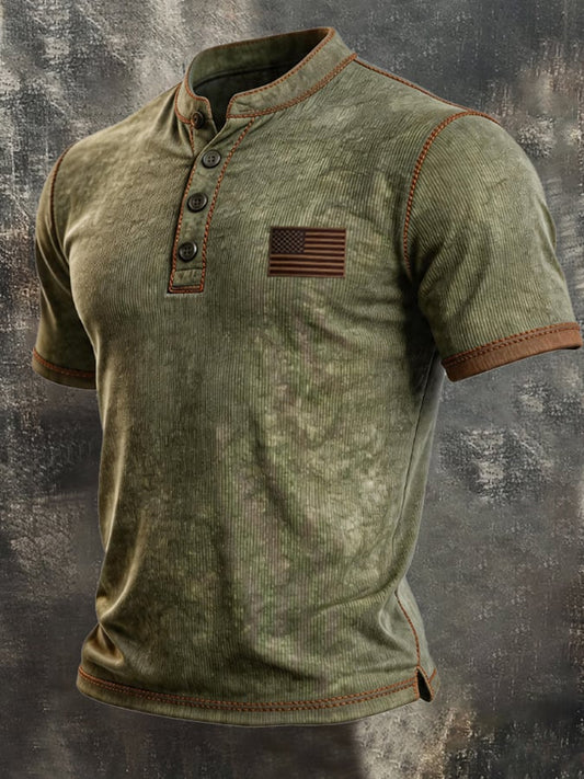 Men's Vintage 100% Cotton Washed, Ribbed, Faded T-Shirt
