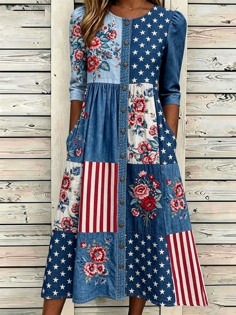 🔥Buy 3 Get 10% Off🔥Women'S Casual American Independence Day Print Art Casual Dress