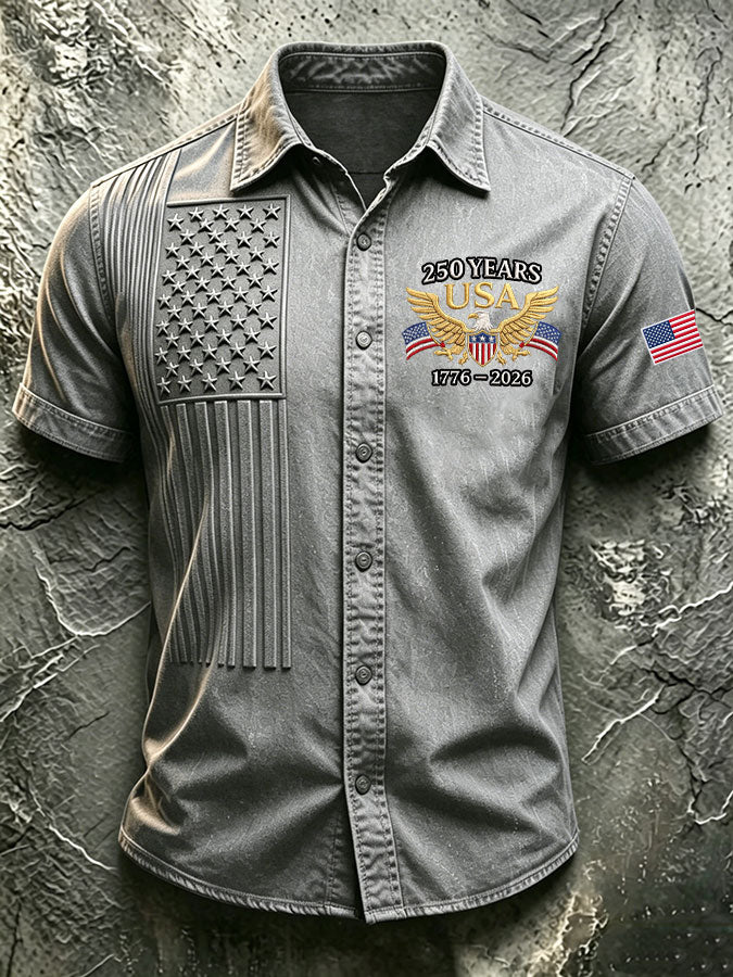 🔥Buy 3 Get 10% Off🔥Men'S America Flag Printed Casual Collar Shirt