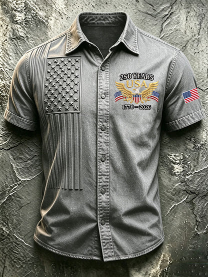 🔥Buy 3 Get 10% Off🔥Men'S America Flag Printed Casual Collar Shirt