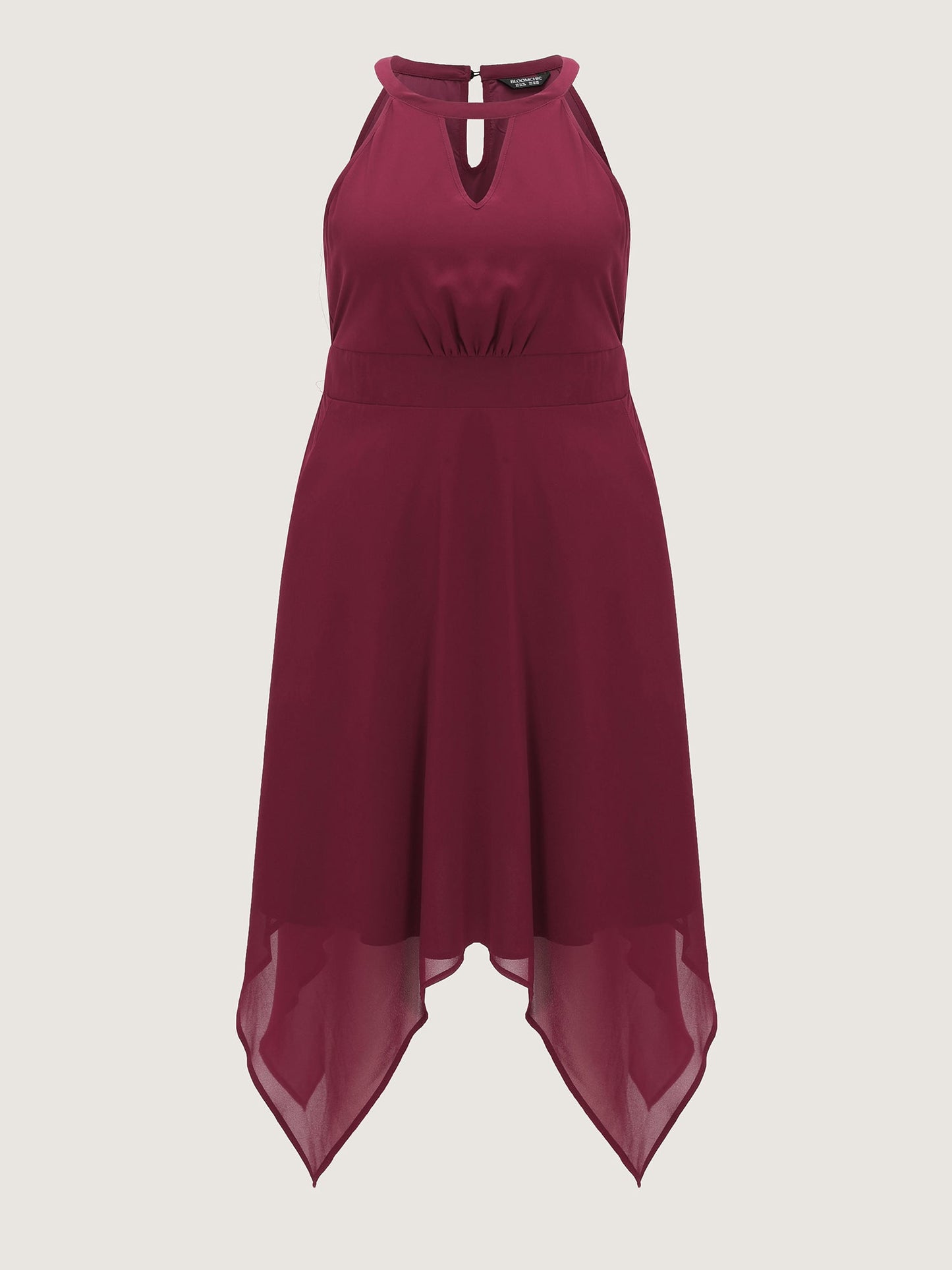 Halter Neckline Handkerchief Hem Midi Dress