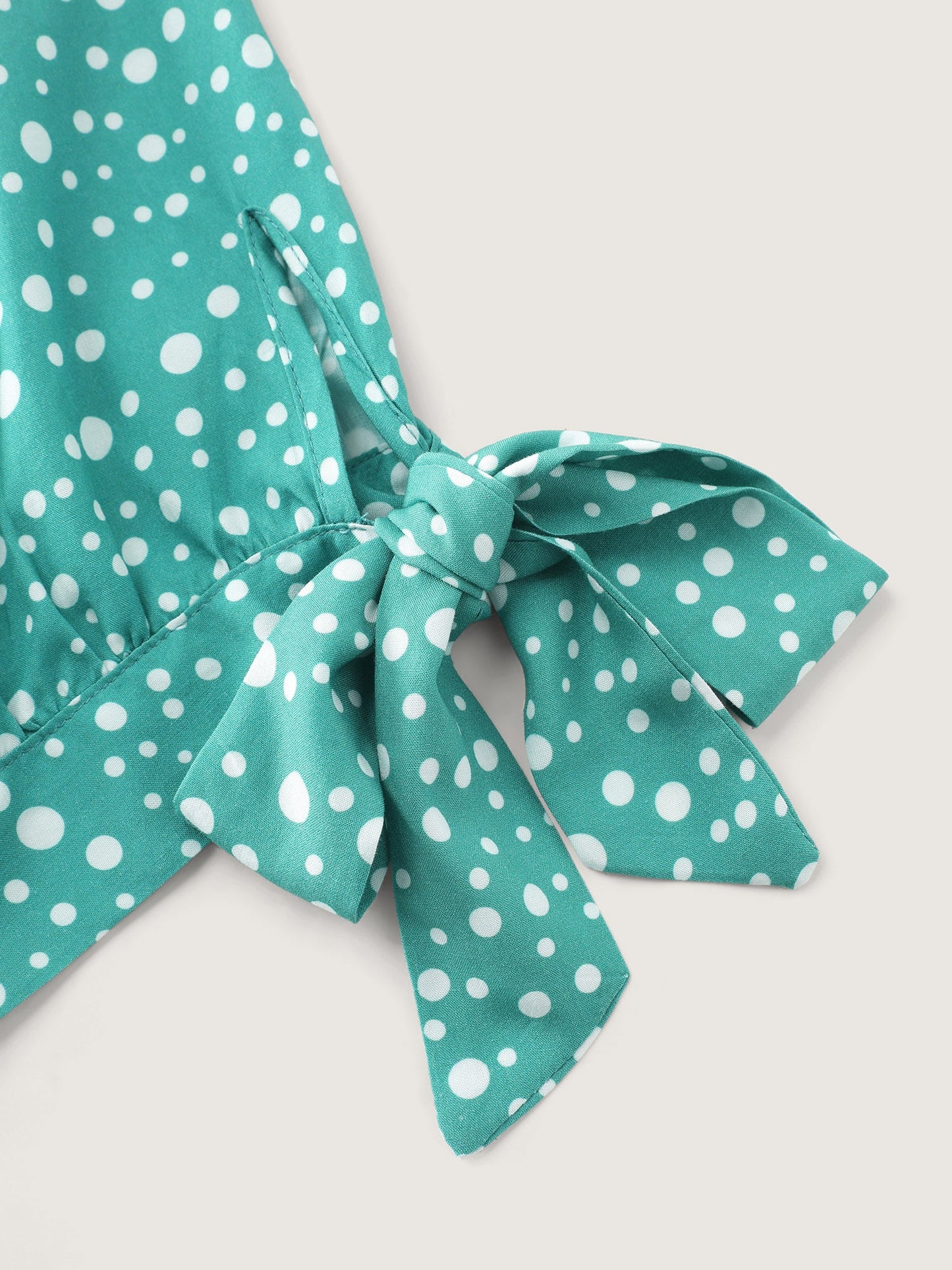 Polka Dot Sleeve Ties Midi Dress
