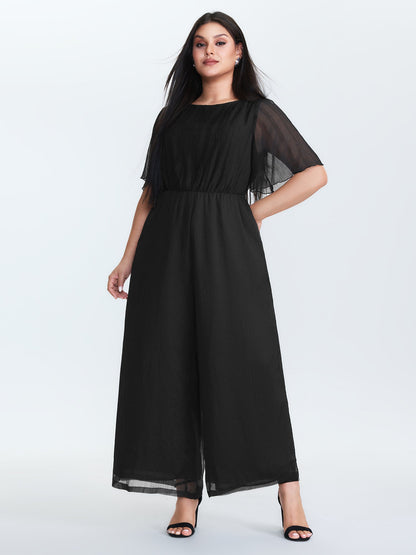 Sheer Textured Flowy Jumpsuit