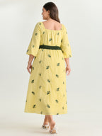 2-in-1 Embroidered Tulle Maxi Dress