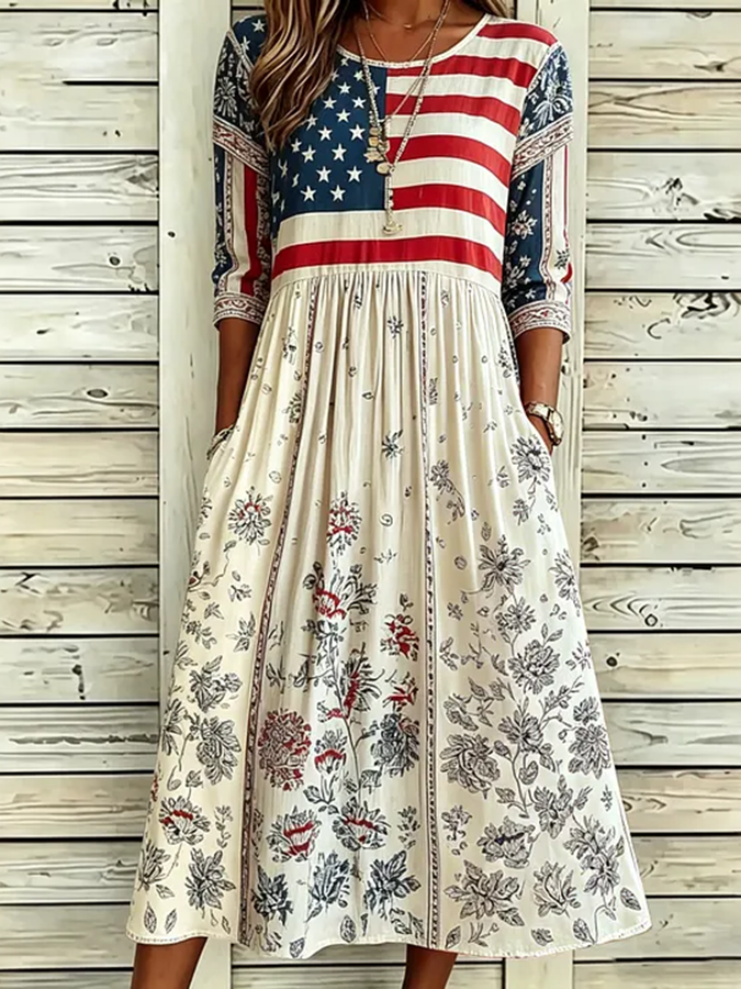 🔥Buy 3 Get 10% Off🔥Women'S Flag Floral Print Dress