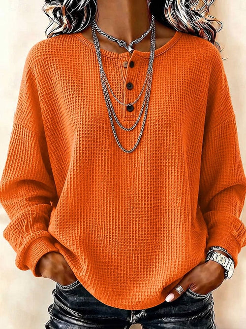 Women'S Casual Waffle-Knit Sweatshirt