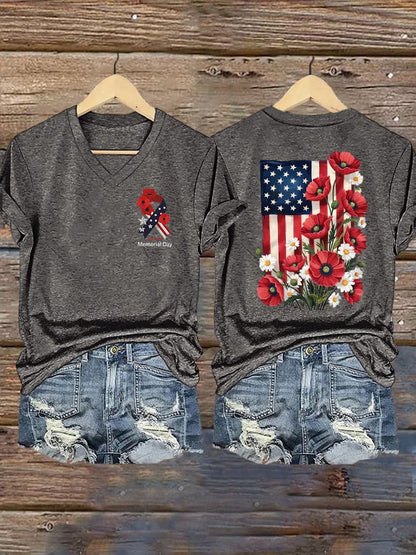 Women's Casual Memorial Day Printed Short-Sleeve T-Shirt