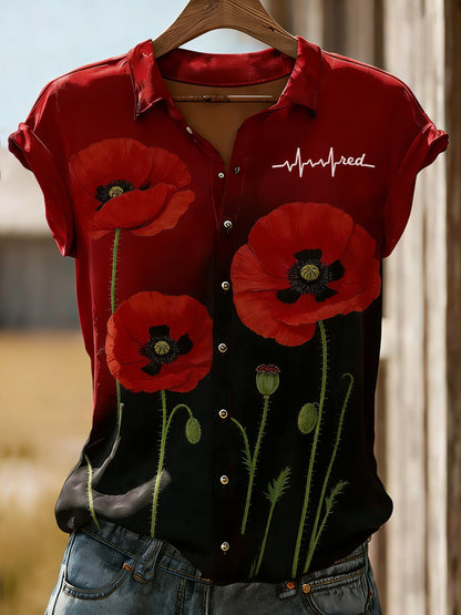 Women's Memorial Day Print Short-Sleeve Shirt
