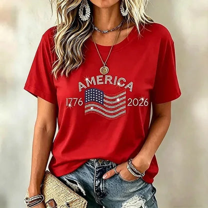 Women's Vintage Flag Art Print Tshirt