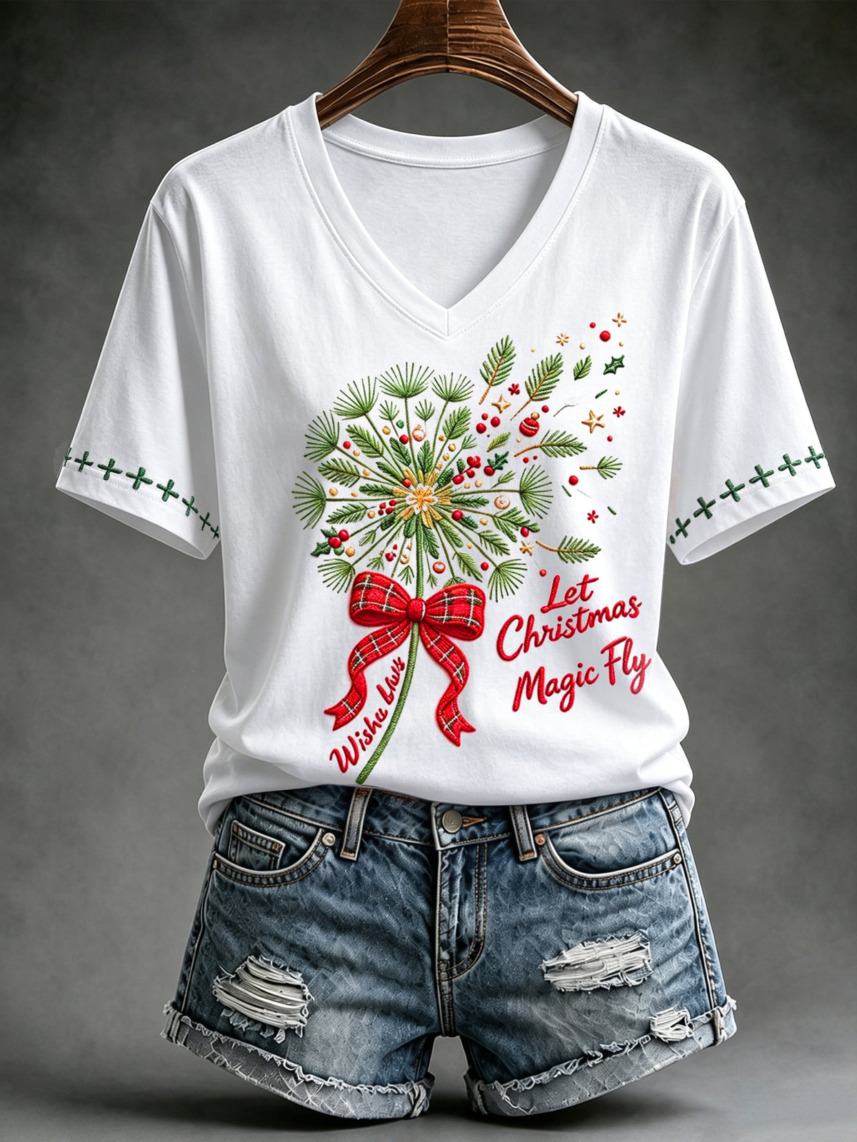 Women's Festive V-Neck Top