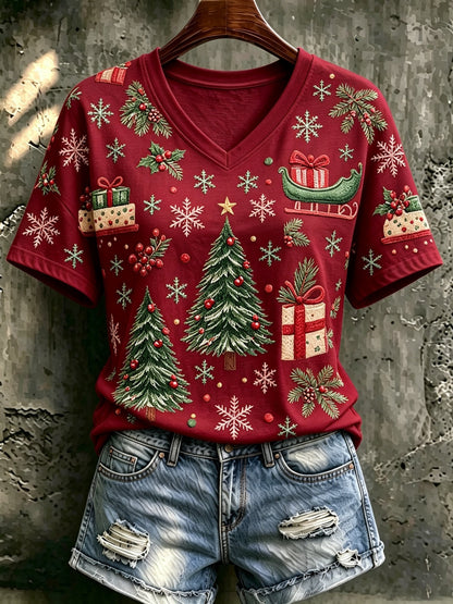 Women's Christmas Print Cozy T-shirt