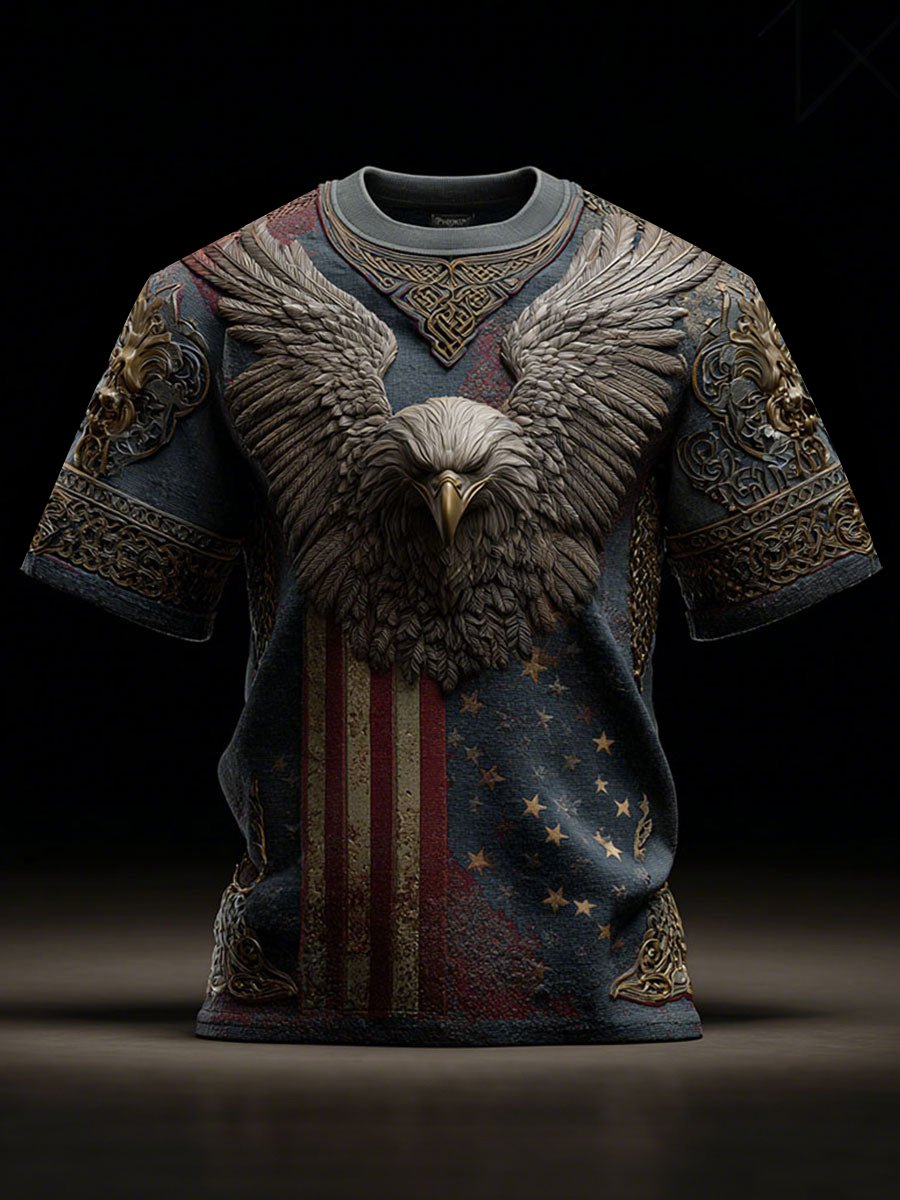 Men'S Casual American 250th Anniversary Print Short-Sleeved T-Shirt