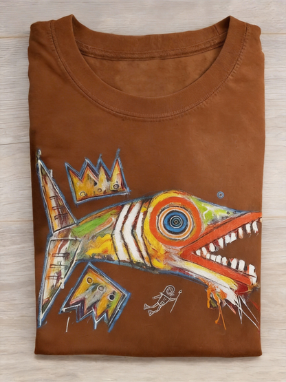 Abstract Art Fish Print T-shirt