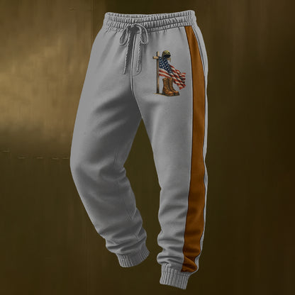 Men's Retro Faith Veteran Flag Print Casual Pants