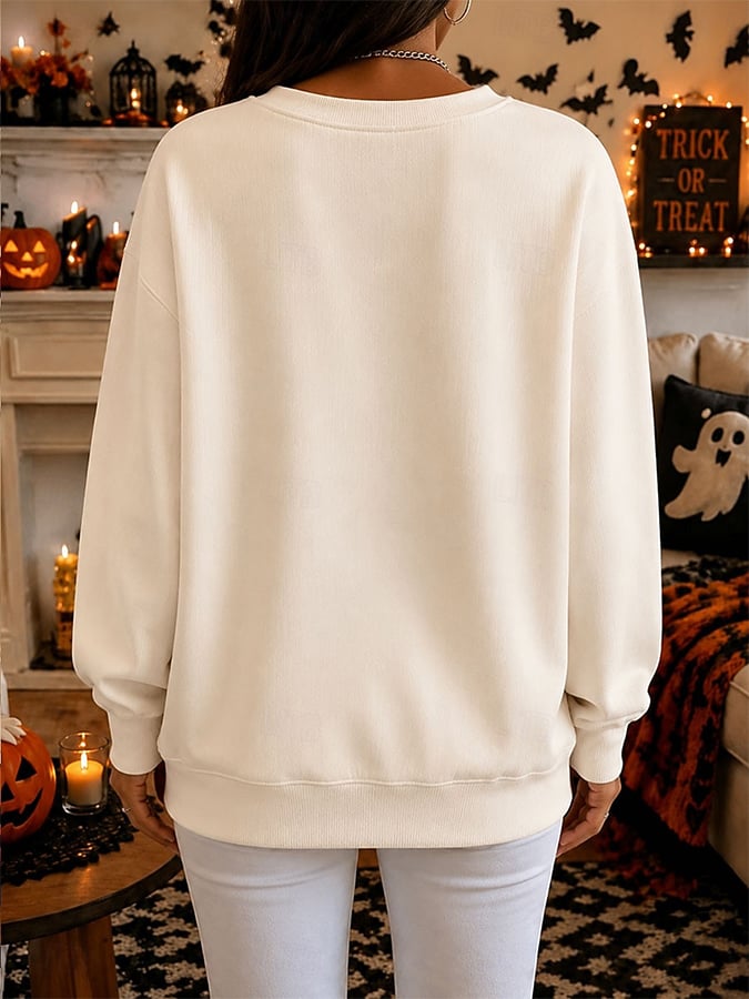 Women's Casual Halloween Print Pullover Sweatshirt