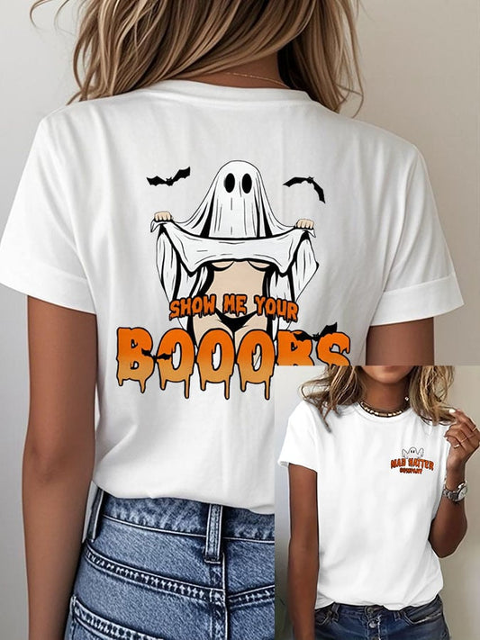Women's Halloween Show Me Your Boobs Print T-Shirt