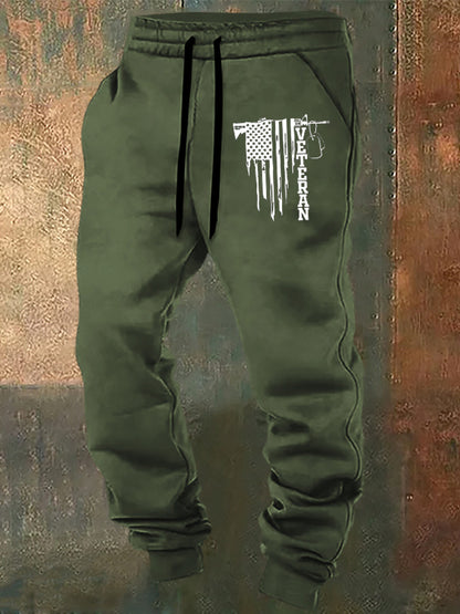 Gun And American Flag Veteran  Pattern Print Casual  Casual Sweatpants