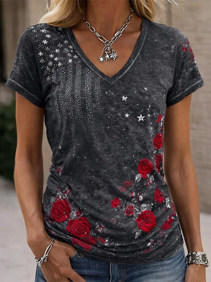 Women's Casual American 250th Anniversary Print T-shirt