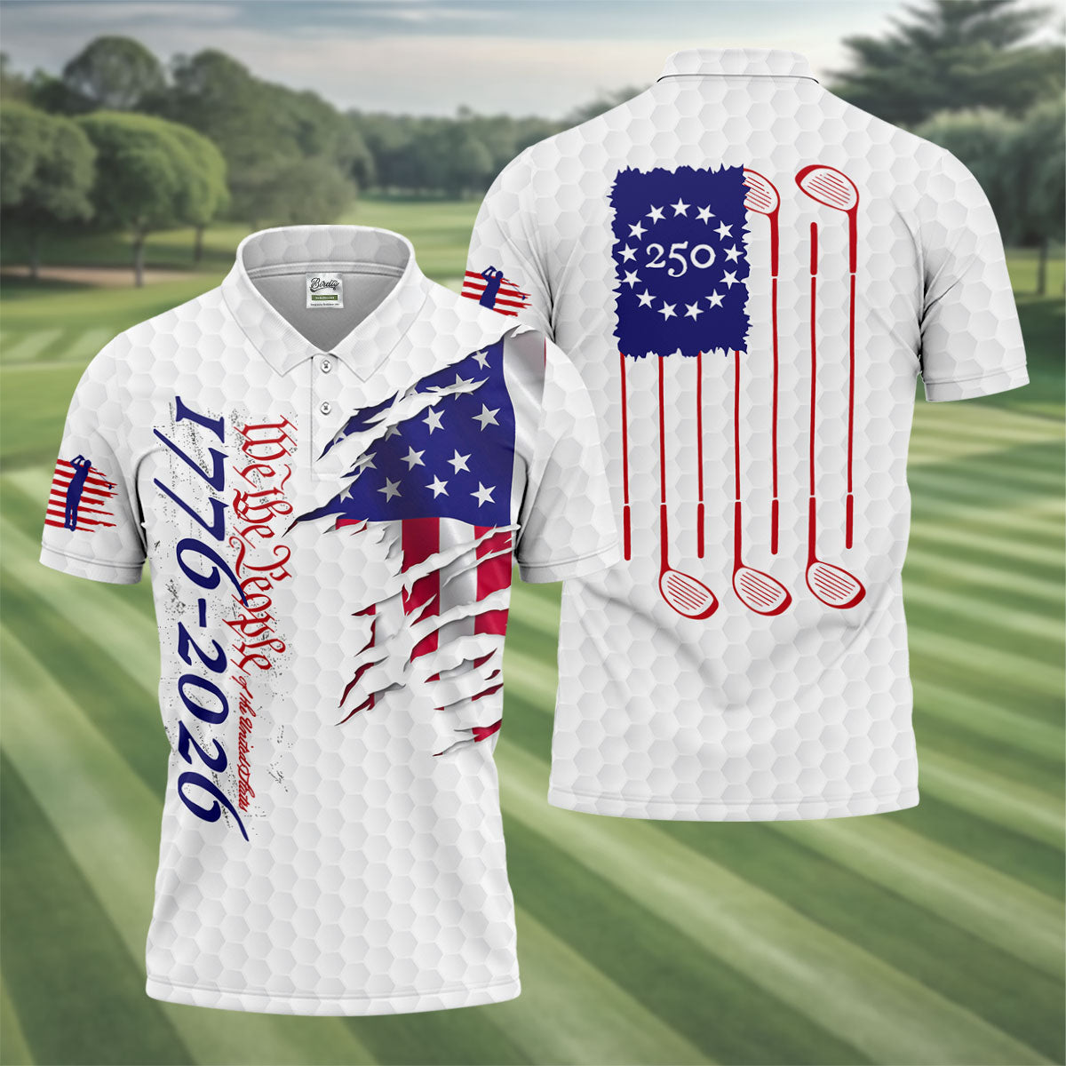 We The People Golf Tops For Men, 250 Years Of America Golf Shirt, 4th Of July Polo Shirts For Men