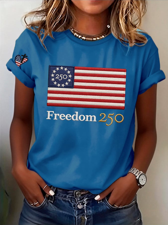 Retro 250th Anniversary 250 Freedom Print T-Shirt