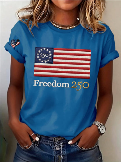 Retro 250th Anniversary 250 Freedom Print T-Shirt