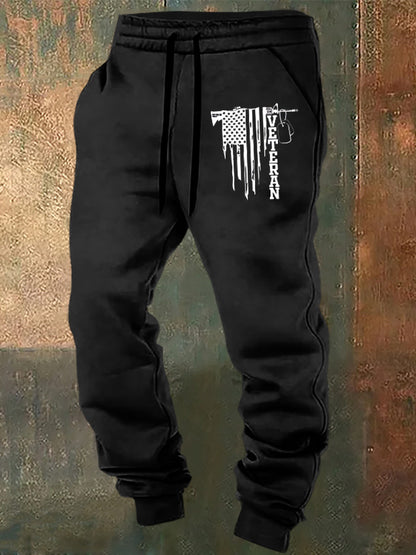 Gun And American Flag Veteran  Pattern Print Casual  Casual Sweatpants