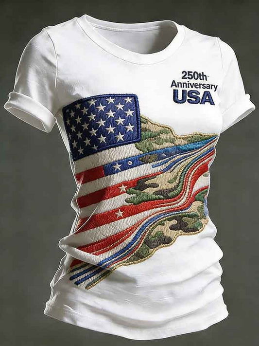 Women's 250th Anniversary Printed Casual Crew-Neck T-Shirt