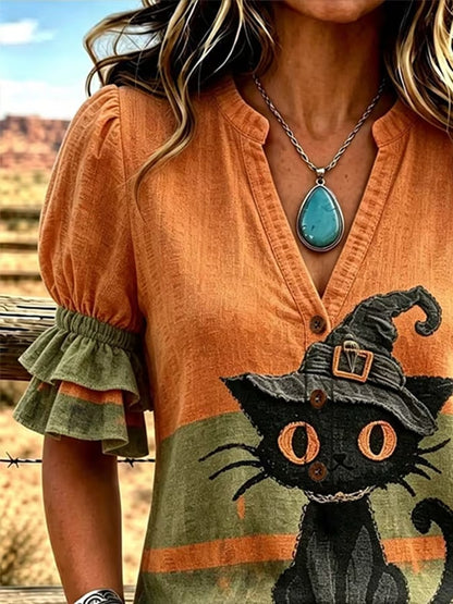 Women's Halloween Print Shirt