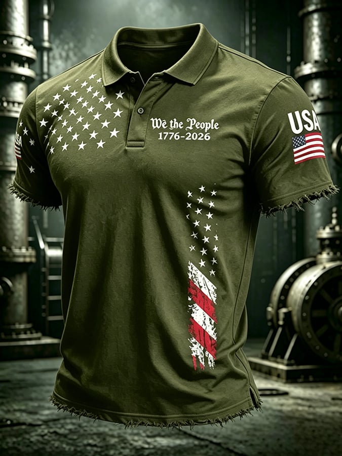 Men'S Flag Printed Casual Top