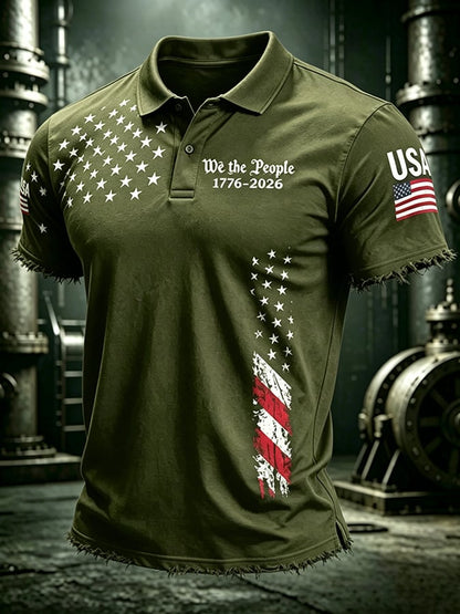 Men'S Flag Printed Casual Top