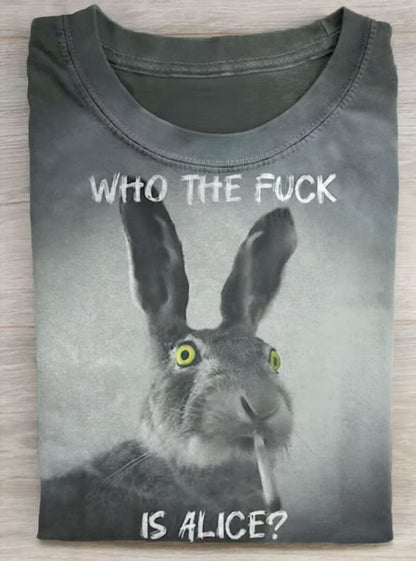 Funny Who The Fuck Art Print Casual Short Sleeve T-shirt