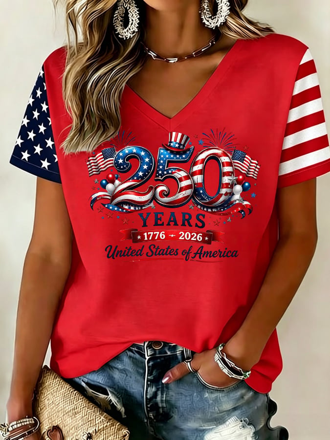 Women's America 250th Anniversary Patriotic Statue of Liberty Graphic Tee