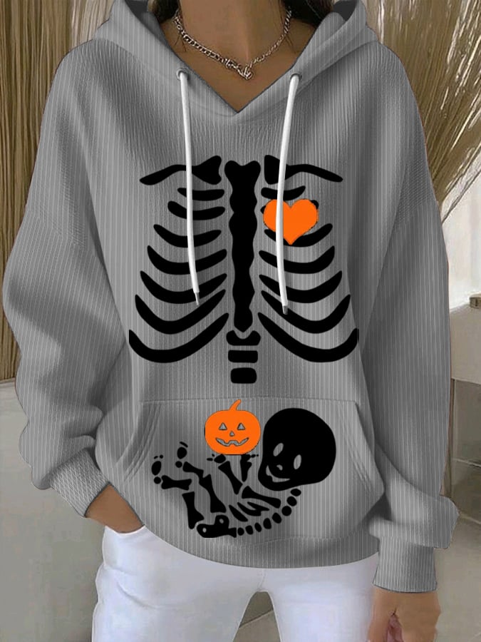 🔥HOT SALE🔥Women's Skeleton Halloween Maternity  Print Sweatshirt