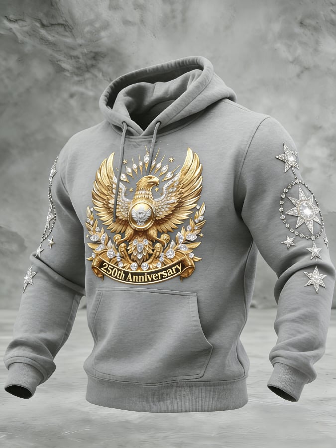 Men's Casual American 250th Anniversary Print Sweatshirt