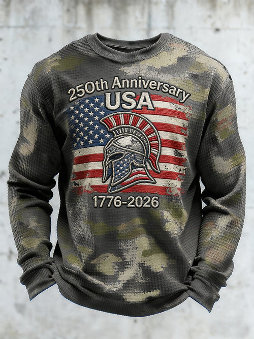 Men's American Independence 250th Anniversary Waffle Knit Long-Sleeve T-Shirt