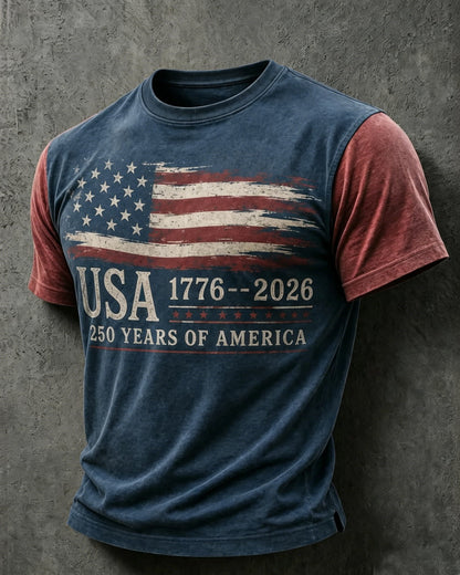Men's USA 1776-2026 Printed Casual T-shirt