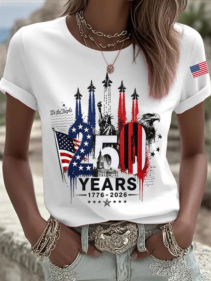 Women's USA Printed Casual T-shirt