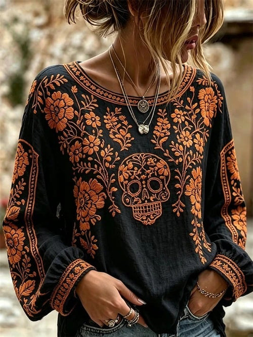 Women's Día de los Muertos Print Top
