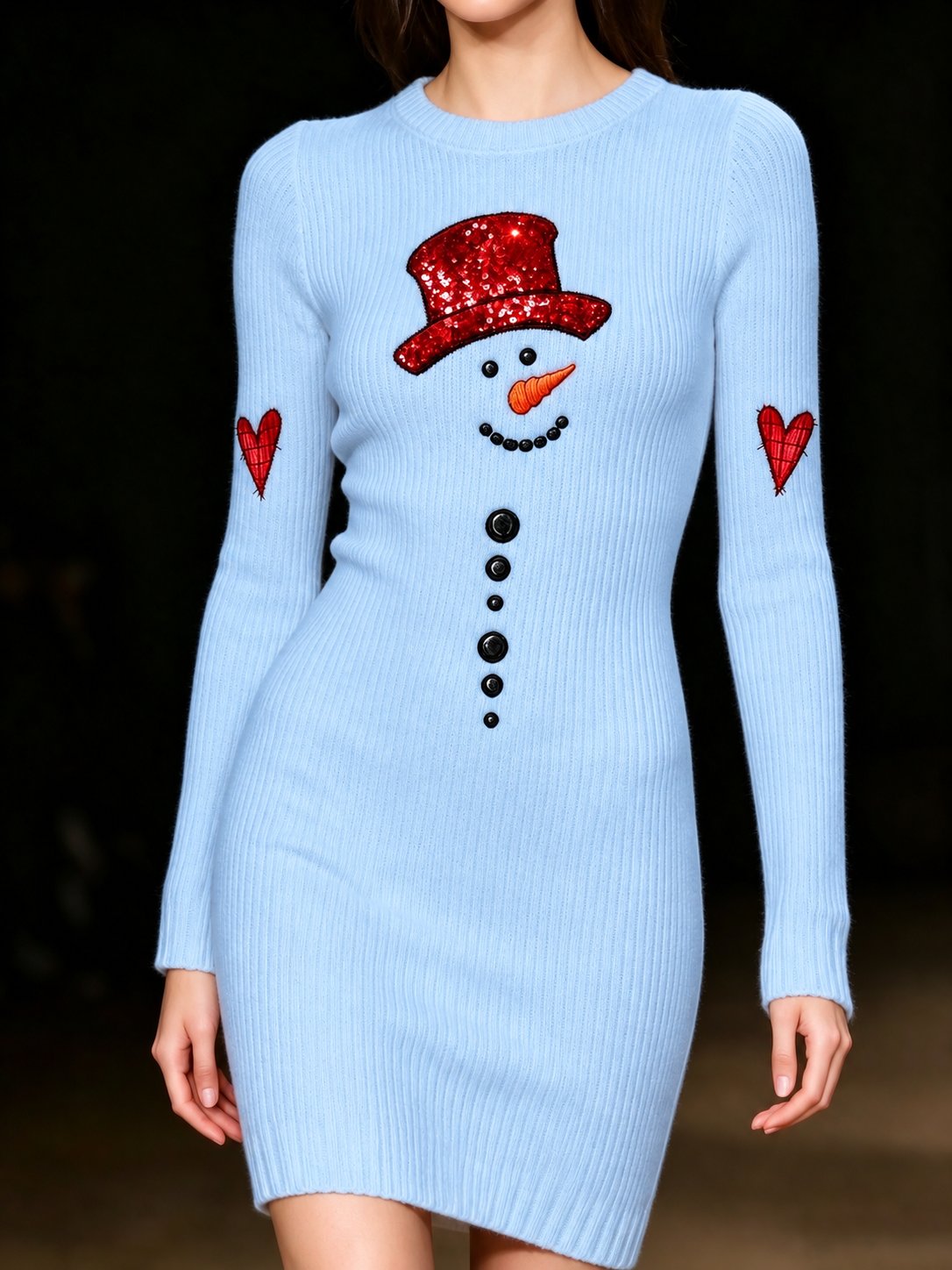 Women's Snowman-Print Knit Dress