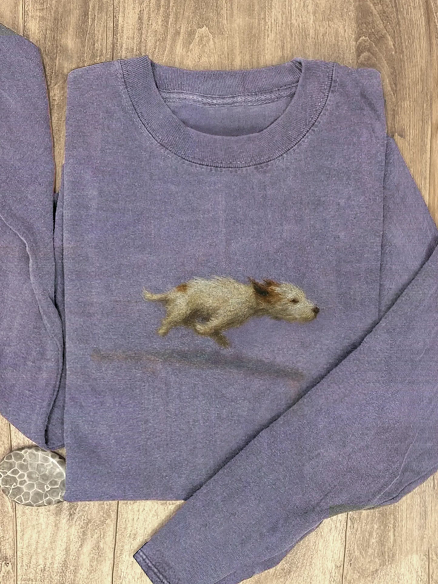 Funny Cute Running Dog Art Print Casaul Cotton Long Sleeve Shirt