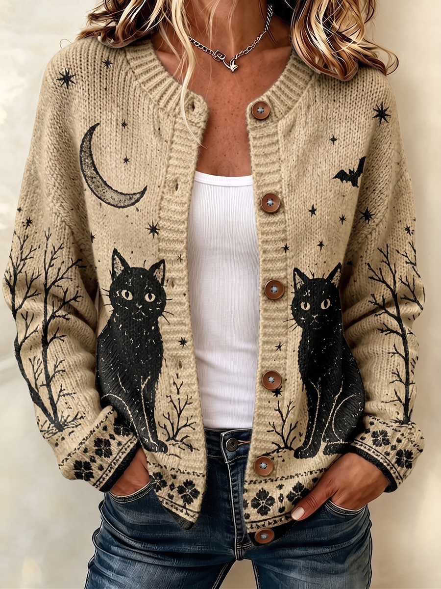 Women'S Halloween Pumpkin Themed Casual Cardigan Top