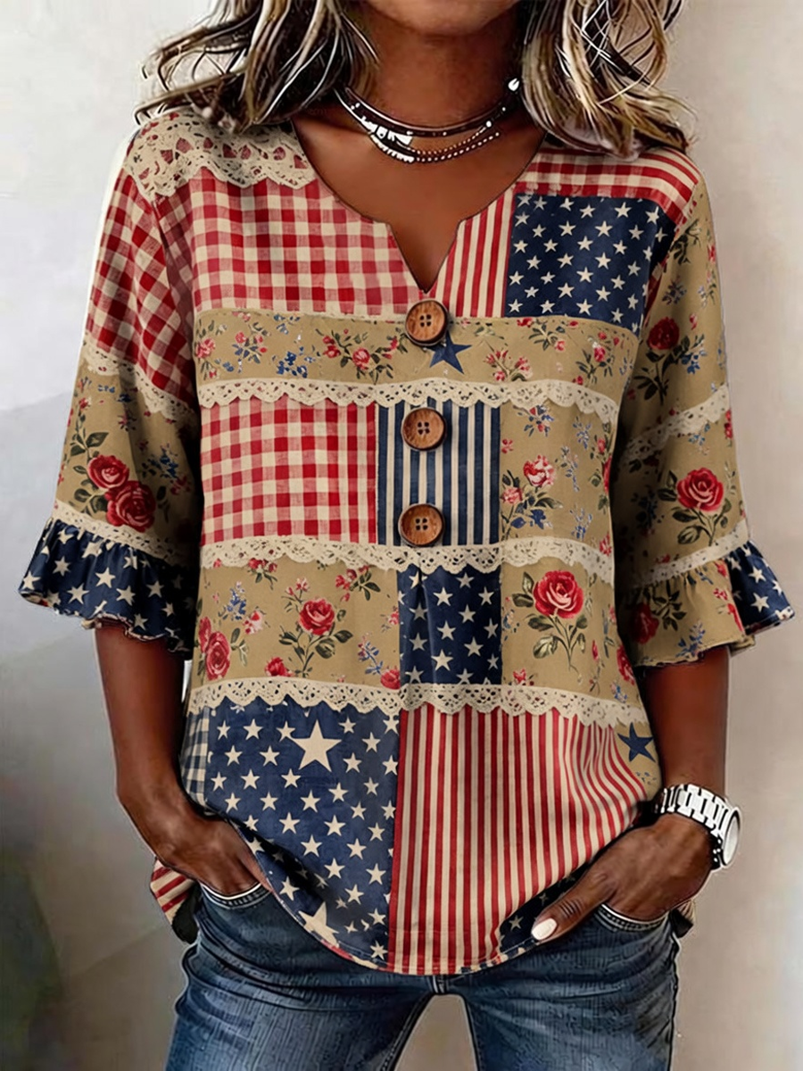 🔥Buy 3 Get 10% Off🔥Women's casual patriotic printed top