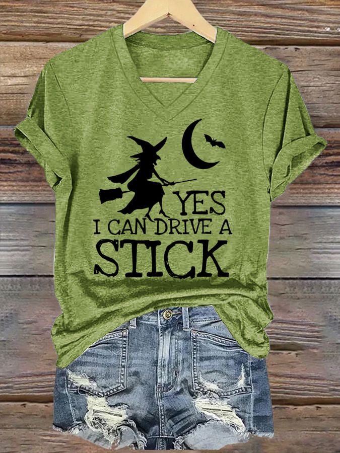 Women's Yes I Can Drive A Stick Print Casual T-Shirt