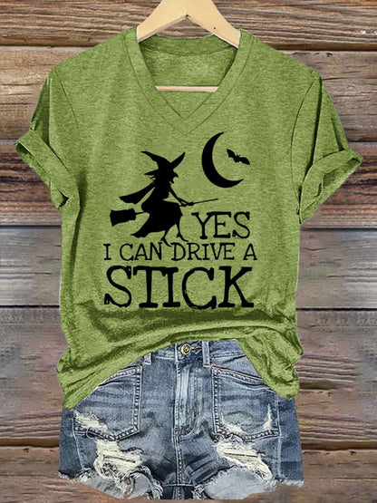 Women's Yes I Can Drive A Stick Print Casual T-Shirt