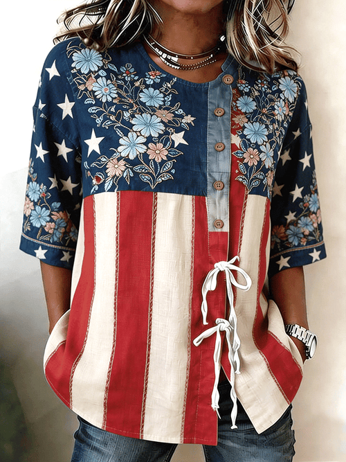 Women's 250th Anniversary Retro Floral Print Top