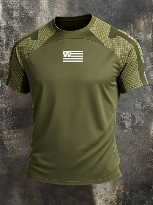 Men's Retro Camouflage Color-Block "Patriot" Short-Sleeve T-Shirt