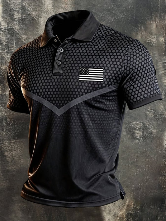 Men's Retro "Patriot" Color-Block Short-Sleeve Polo Shirt