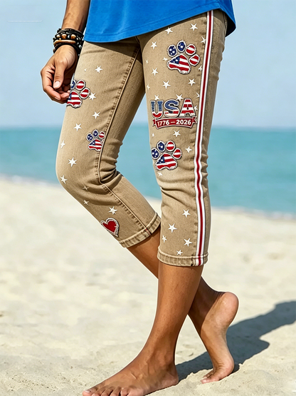 🔥Buy 3 Get 10% Off🔥Women's Retro Independence Day Flag Printed Leggings