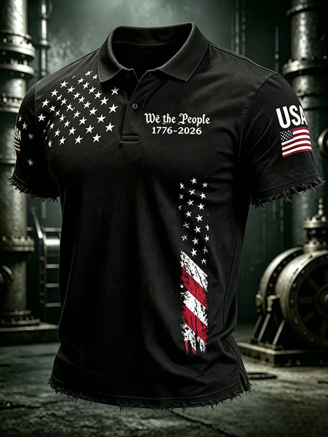 Men'S Flag Printed Casual Top