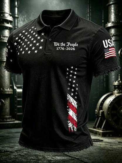 Men'S Flag Printed Casual Top